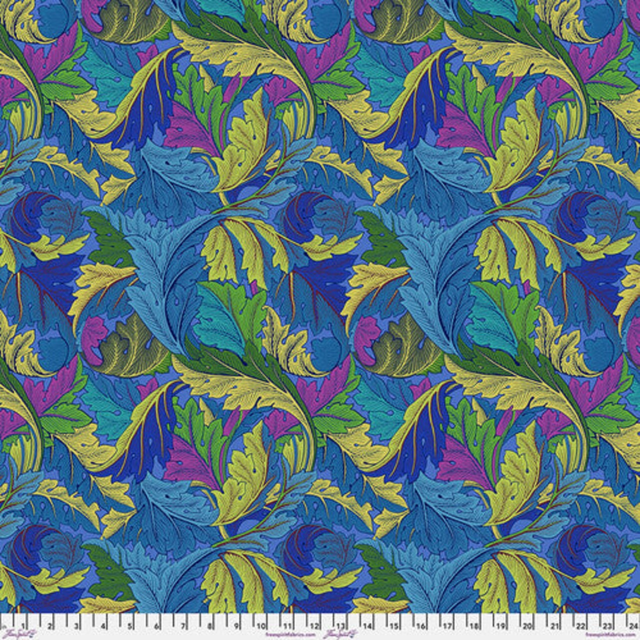 Fabric FreeSpirit Cobalt Acanthus Kaffe x Morris & Co. by the Quarter Yard PWKW006.COBALT